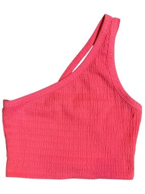 American Eagle Outfitters Medium One-Shoulder Crop Top in Coral Pink